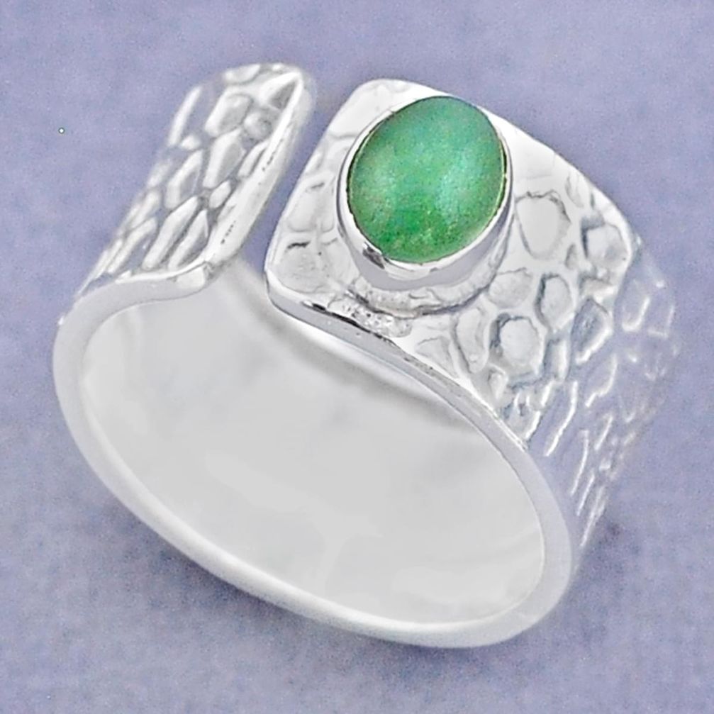 1.51cts solitaire natural chalcedony 925 silver adjustable ring size 7 t47347