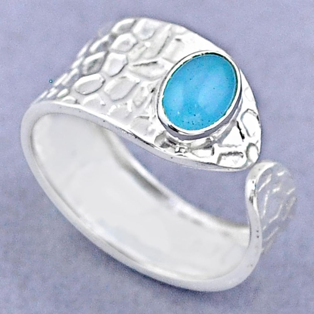1.42cts solitaire natural chalcedony 925 silver adjustable ring size 9 t47463
