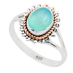 2.14cts solitaire natural chalcedony silver 14k rose gold ring size 8.5 t71760