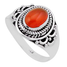 1.97cts solitaire natural cornelian (carnelian) 925 silver ring size 7.5 n40242