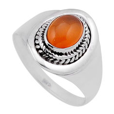 1.96cts solitaire natural cornelian (carnelian) 925 silver ring size 7.5 n40247