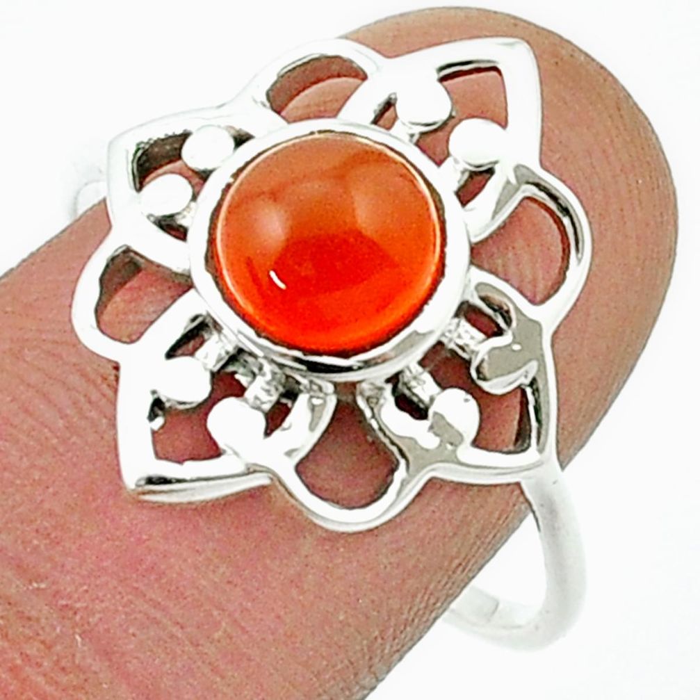 2.46cts solitaire natural cornelian (carnelian) 925 silver ring size 10 u37083
