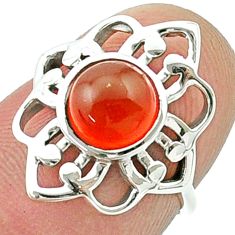 2.36cts solitaire natural cornelian (carnelian) 925 silver ring size 5 u37109
