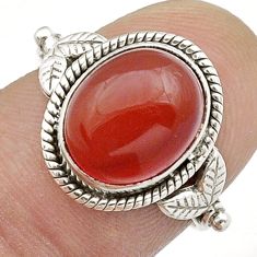 4.59cts solitaire natural cornelian (carnelian) 925 silver ring size 7 u55631