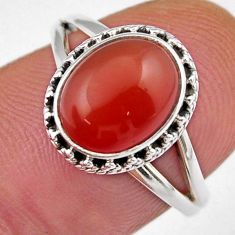 3.59cts solitaire natural cornelian (carnelian) 925 silver ring size 7 y39215