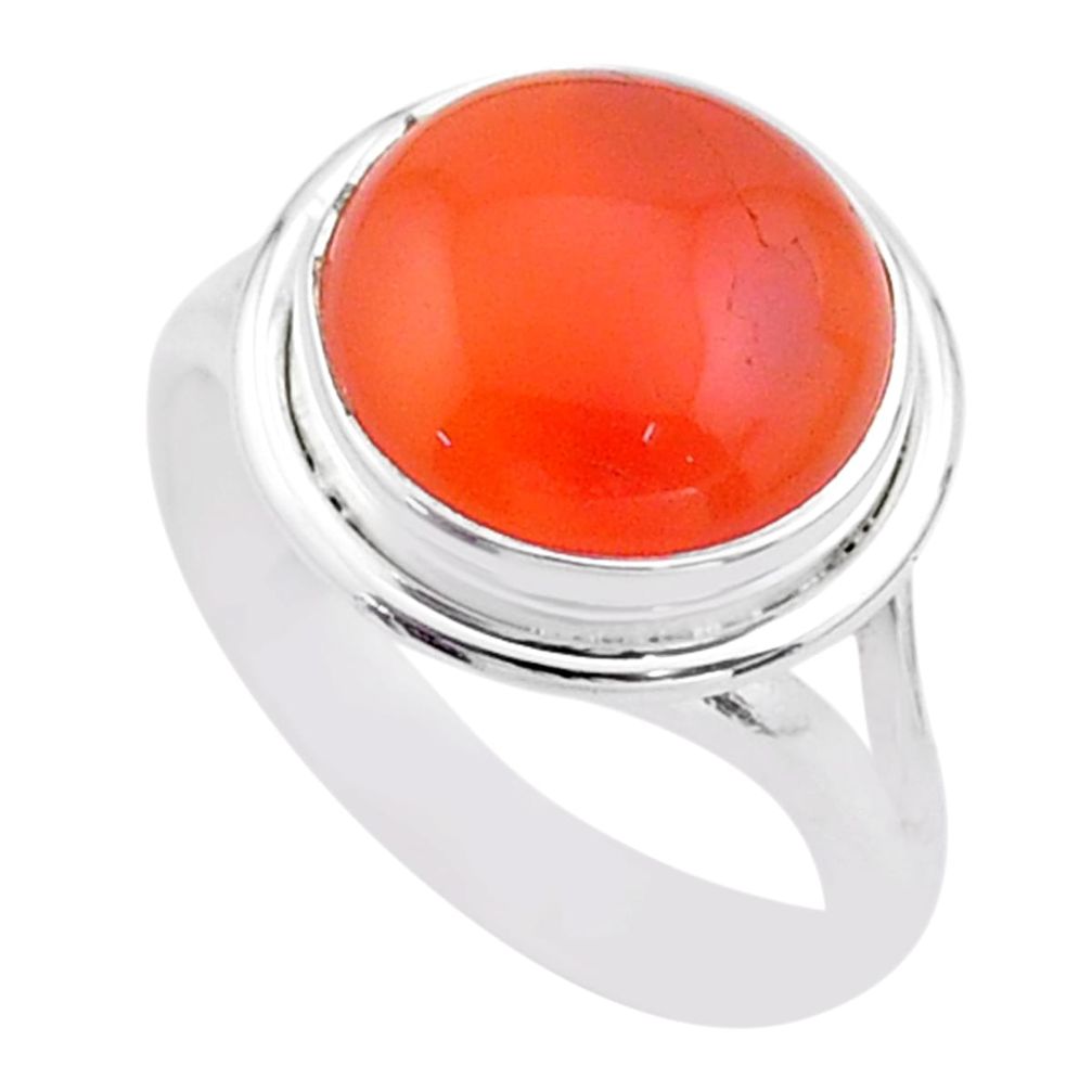 6.74cts solitaire natural cornelian (carnelian) 925 silver ring size 8 t45956