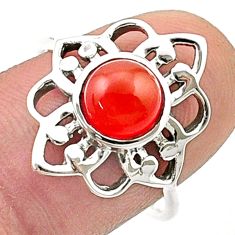 2.49cts solitaire natural cornelian (carnelian) 925 silver ring size 8 u37130