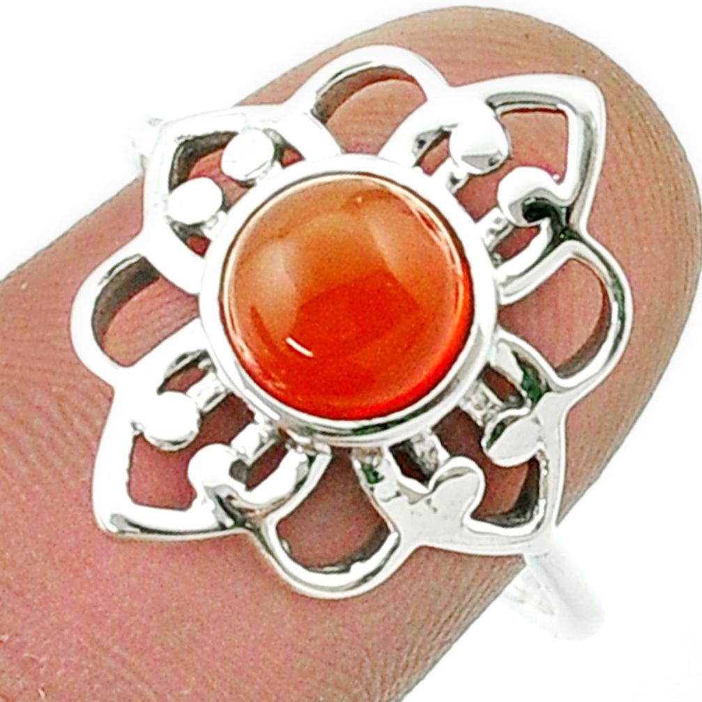 2.46cts solitaire natural cornelian (carnelian) 925 silver ring size 9 u37086