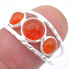2.83cts solitaire natural cornelian (carnelian) 925 silver ring size 9 u60931