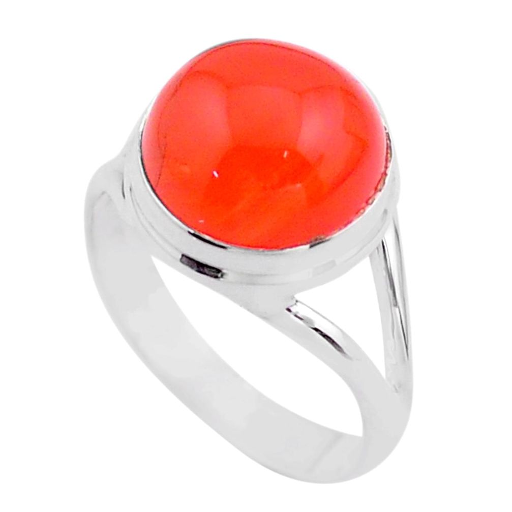 6.74cts solitaire natural cornelian (carnelian) 925 silver ring size 8.5 t45958