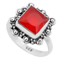 3.13cts solitaire natural cornelian (carnelian) 925 silver ring size 6.5 u13138