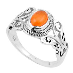 1.38cts solitaire natural cornelian (carnelian) 925 silver ring size 7.5 u33859