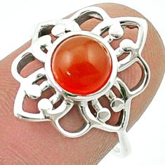 2.45cts solitaire natural cornelian (carnelian) 925 silver ring size 7.5 u37082