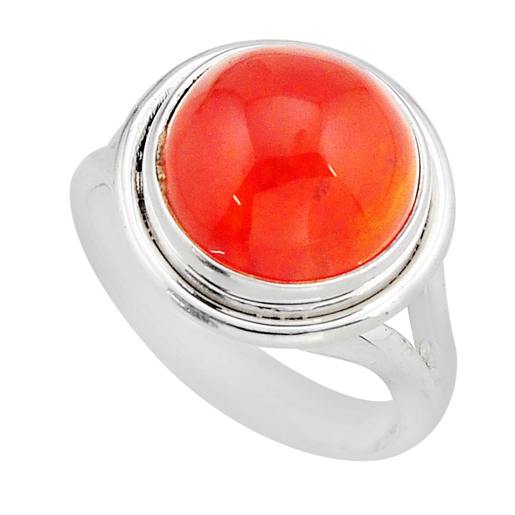 6.73cts solitaire natural cornelian (carnelian) 925 silver ring size 7.5 y64102
