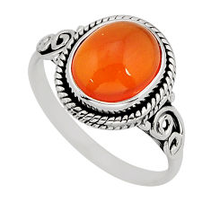 3.97cts solitaire natural cornelian (carnelian) 925 silver ring size 7.5 y76266