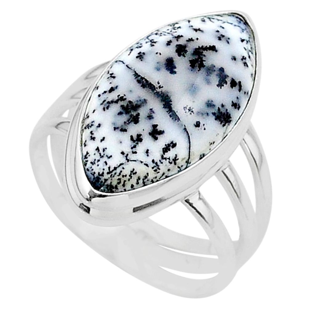 17.20cts solitaire natural dendrite opal (merlinite) silver ring size 10 t24686