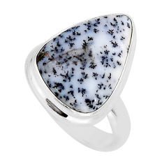12.36cts solitaire natural dendrite opal (merlinite) silver ring size 7 y69638