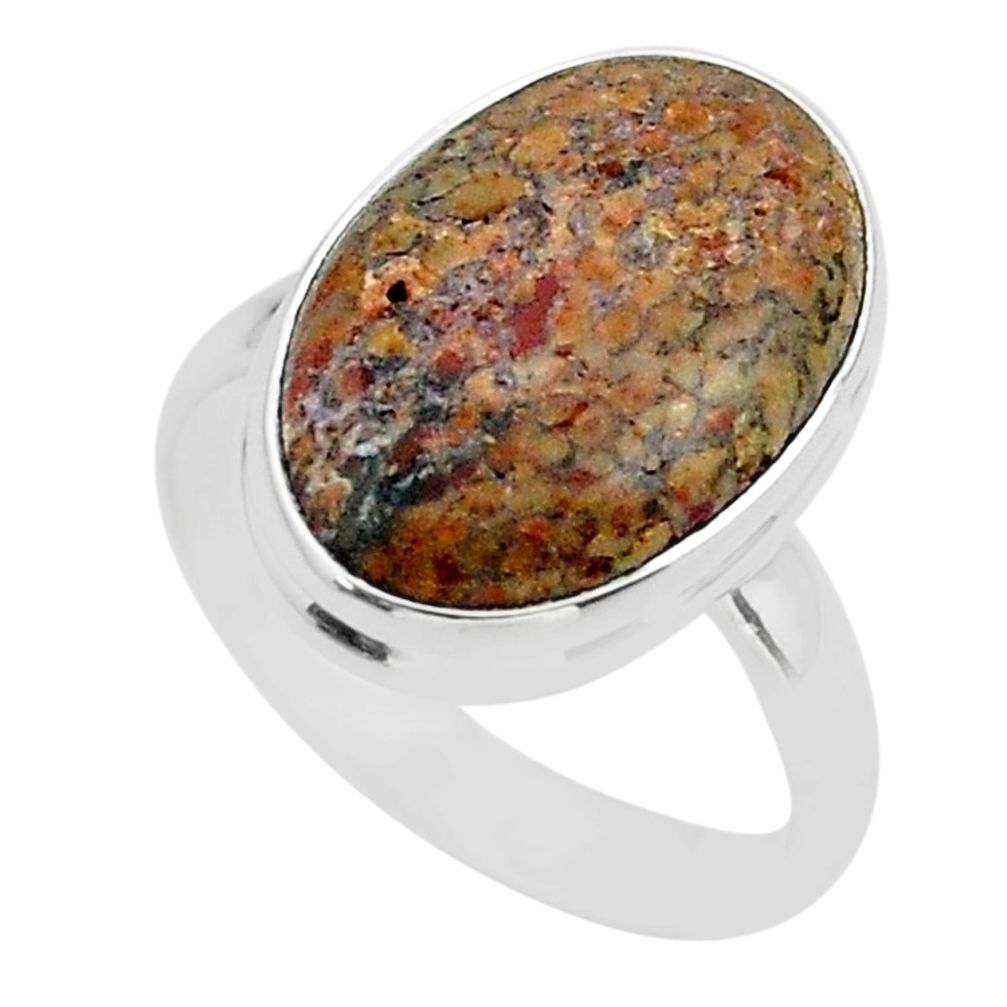 12.52cts solitaire natural dinosaur bone fossilized silver ring size 9 t39084