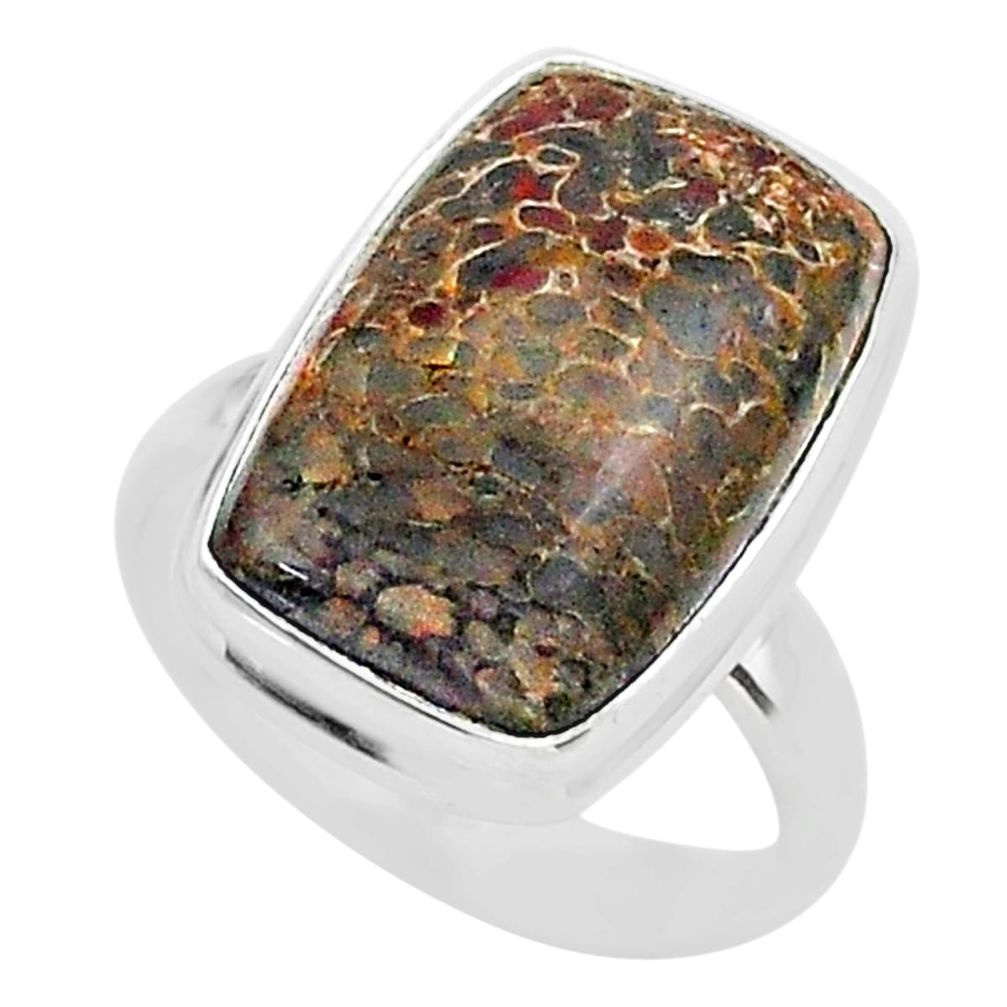 10.80cts solitaire natural dinosaur bone fossilized silver ring size 6.5 t39075
