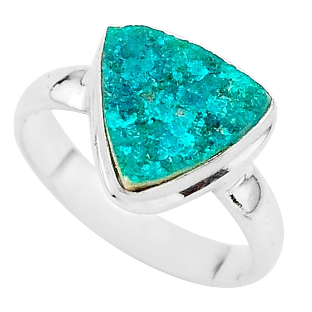 4.71cts solitaire natural dioptase 925 sterling silver ring jewelry size 8 t3265