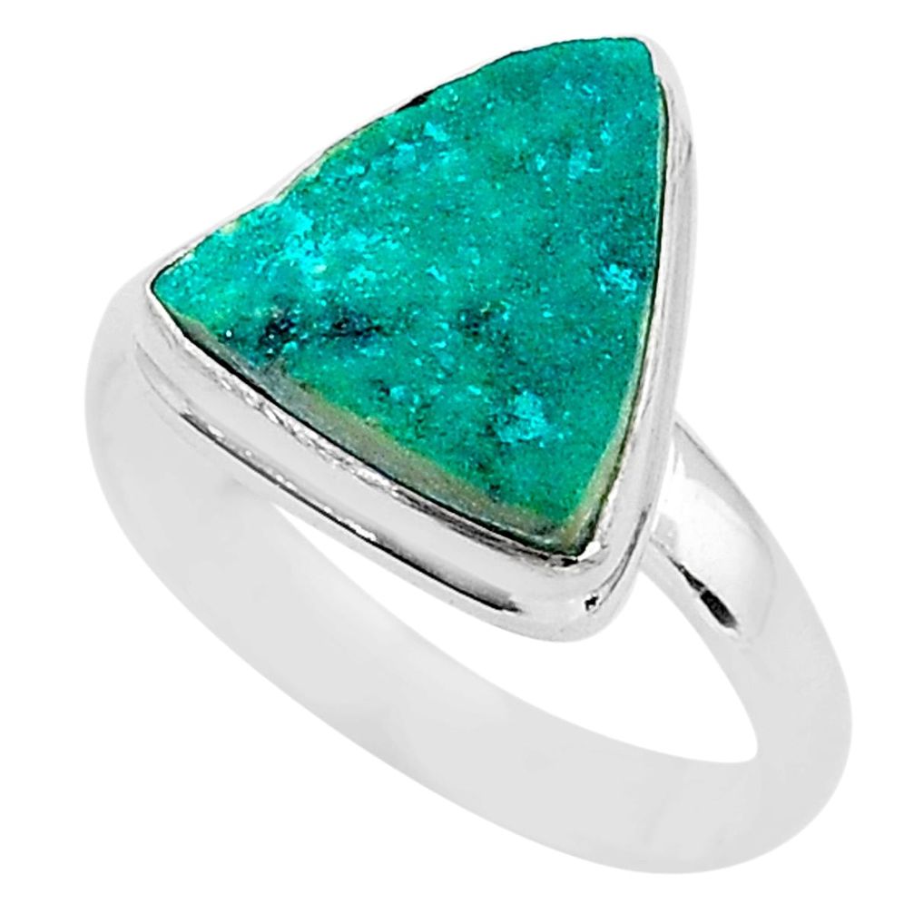 5.53cts solitaire natural dioptase 925 sterling silver ring jewelry size 9 t3303