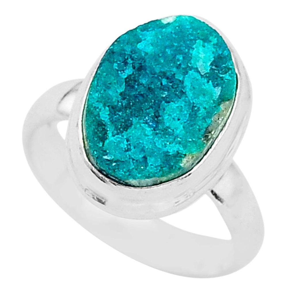 5.38cts solitaire natural dioptase 925 sterling silver ring size 6.5 t3301