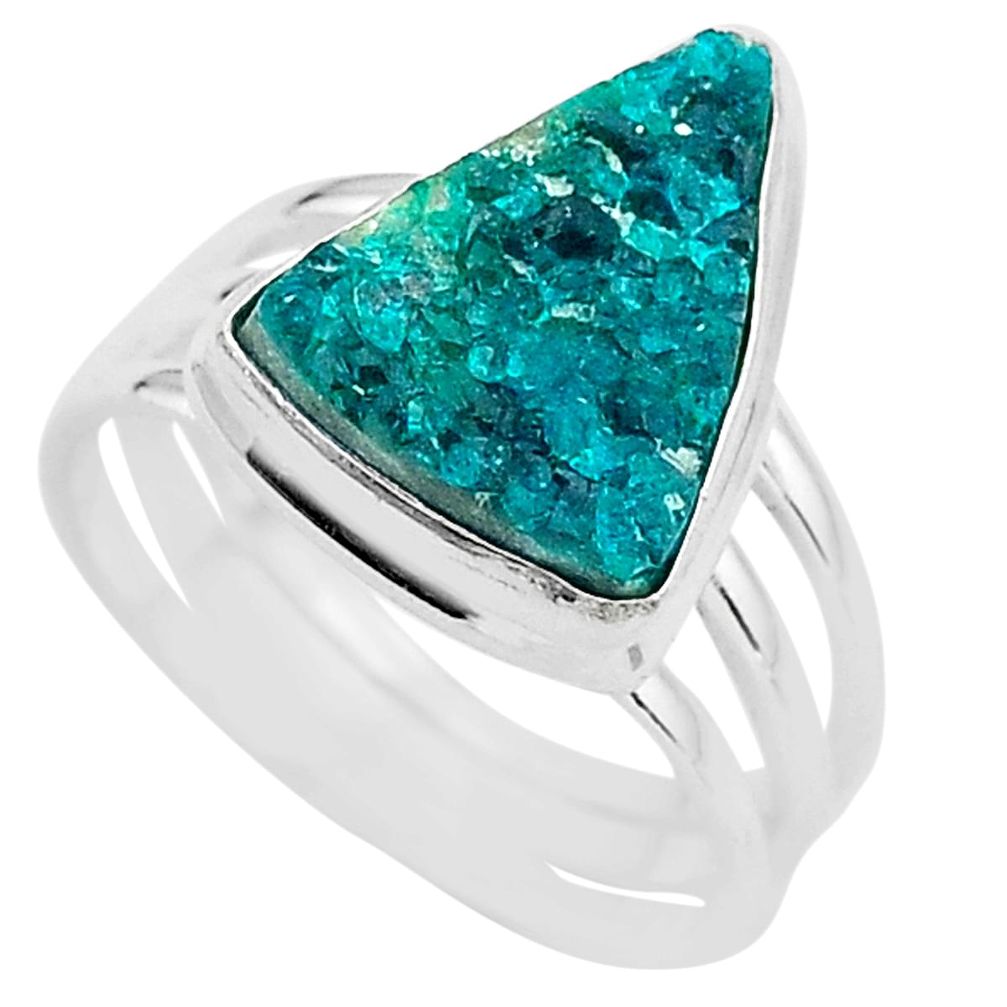 8.21cts solitaire natural dioptase 925 sterling silver ring size 8.5 t3304