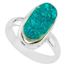 5.24cts solitaire natural dioptase 925 sterling silver ring size 6.5 t3316