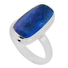 4.65cts solitaire natural doublet opal australian 925 silver ring size 6 n34847