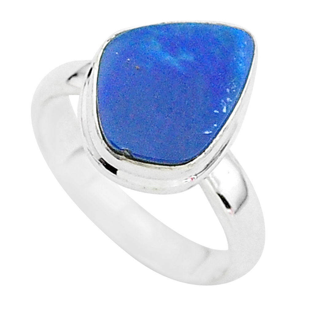 3.83cts solitaire natural doublet opal australian 925 silver ring size 6 t3416