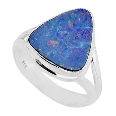 4.44cts solitaire natural doublet opal australian 925 silver ring size 6 y67651