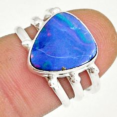4.25cts solitaire natural doublet opal australian 925 silver ring size 6 y7402