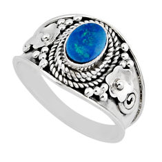 0.76cts solitaire natural doublet opal australian 925 silver ring size 7 y46405
