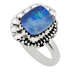 3.23cts solitaire natural doublet opal australian 925 silver ring size 7 y76191