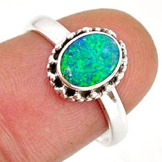 1.07cts solitaire natural doublet opal australian 925 silver ring size 7 y78193