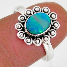 1.06cts solitaire natural doublet opal australian 925 silver ring size 8 y78163