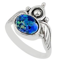 2.23cts solitaire natural doublet opal australian silver ring size 6.5 u88179