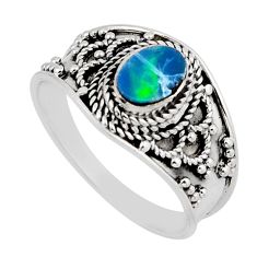 0.65cts solitaire natural doublet opal australian silver ring size 8.5 y46399