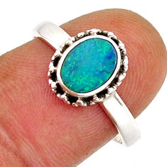 1.13cts solitaire natural doublet opal australian silver ring size 7.5 y78195
