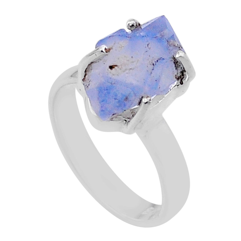 5.03cts solitaire natural dumortierite fancy 925 silver ring size 5.5 n47566