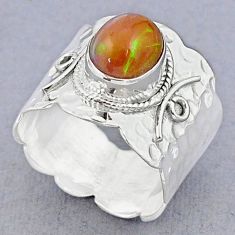 4.55cts solitaire natural ethiopian opal 925 silver band ring size 8.5 u29530