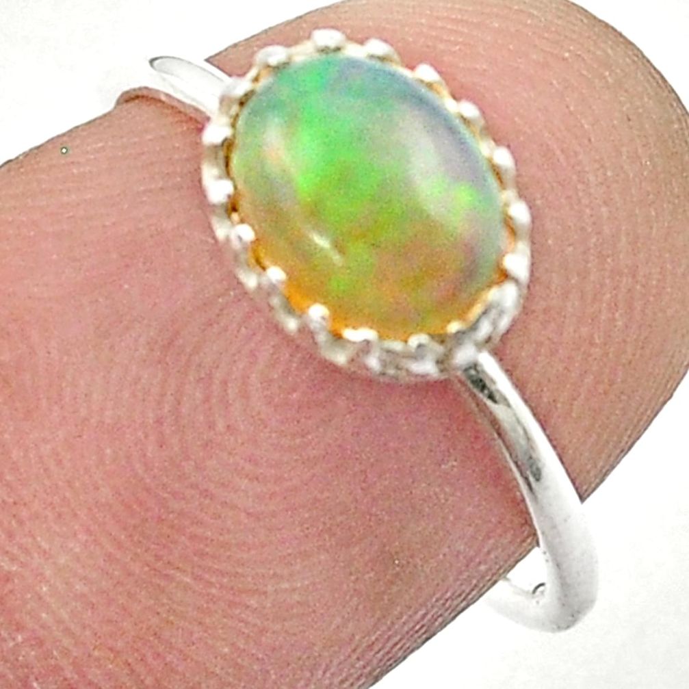 2.08cts solitaire natural ethiopian opal 925 silver ring jewelry size 6 u35176