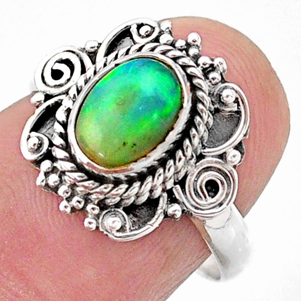 2.08cts solitaire natural ethiopian opal 925 silver ring jewelry size 7 t27331