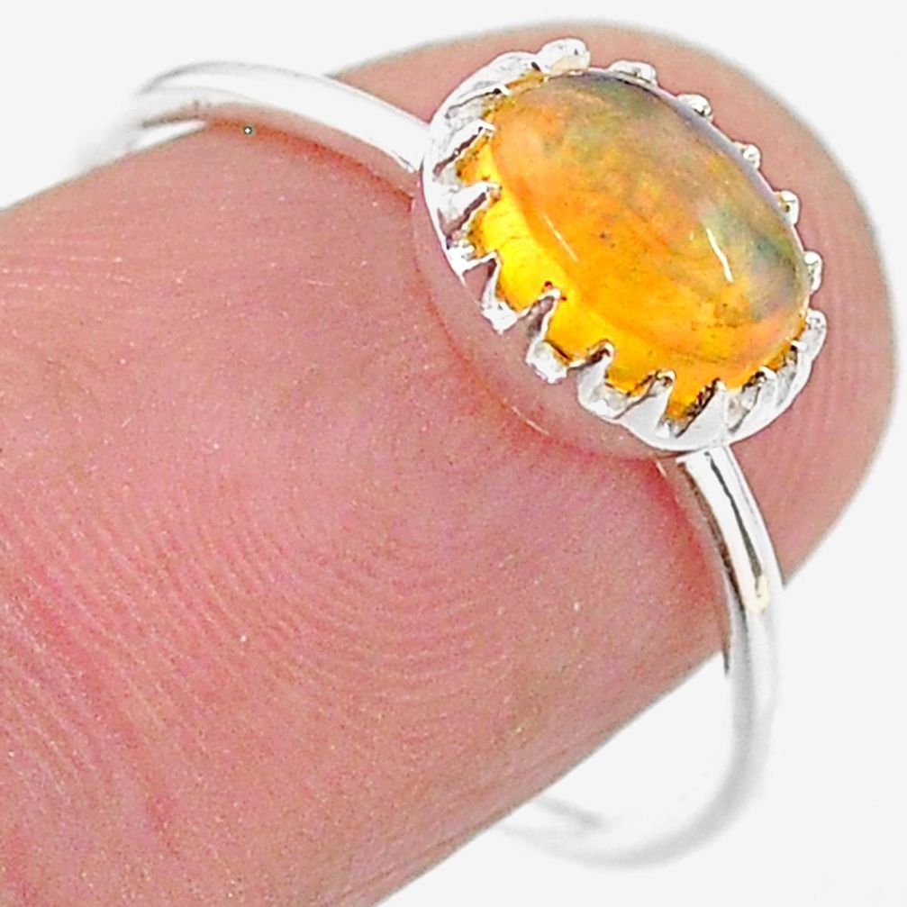 2.13cts solitaire natural ethiopian opal 925 silver ring jewelry size 8 t22266