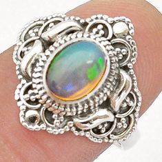 2.11cts solitaire natural ethiopian opal 925 silver ring jewelry size 8 u60950
