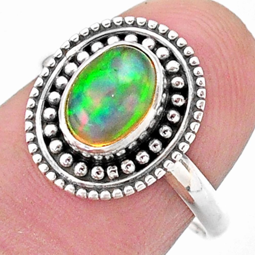 2.42cts solitaire natural ethiopian opal 925 silver ring jewelry size 7.5 t27329