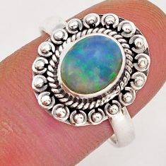 3.19cts solitaire natural ethiopian opal 925 silver ring jewelry size 8.5 y18701