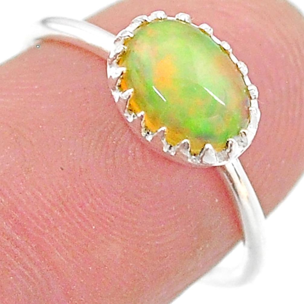 1.95cts solitaire natural ethiopian opal 925 sterling silver ring size 7 t22263