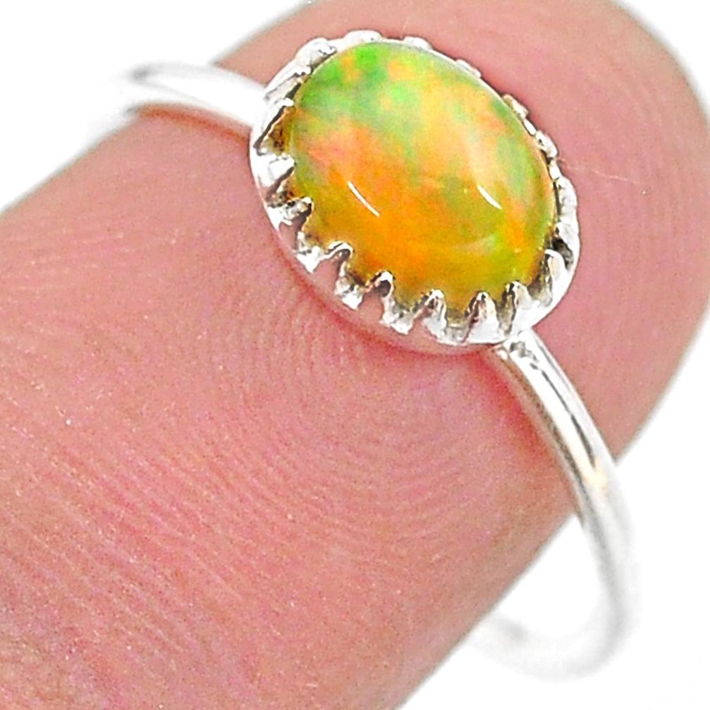 1.93cts solitaire natural ethiopian opal 925 sterling silver ring size 8 t22262