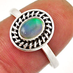 1.48cts solitaire natural ethiopian opal oval 925 silver ring size 8.5 n34920